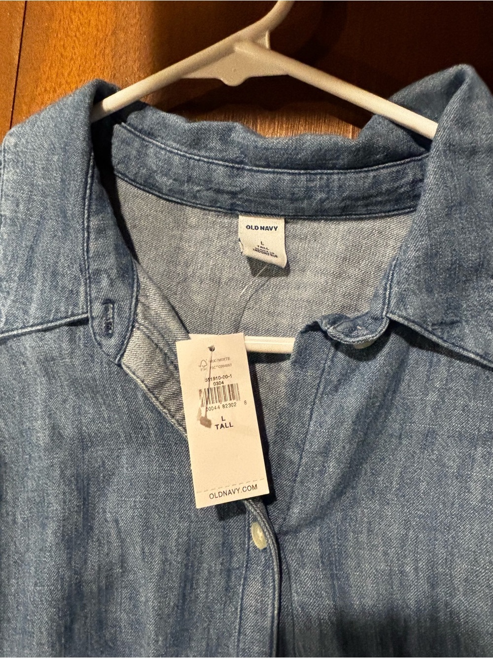 Old Navy Denim Button-Front Shirt Dress in Blue - Large Tall - Picture 2 of 6